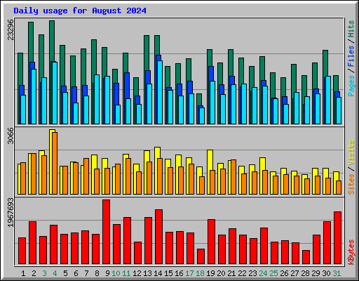 Daily usage for August 2024